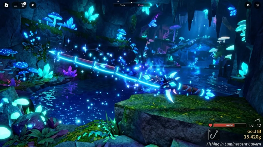 Cerulean Fang Rod in Roblox Fisch Luminescent Cavern